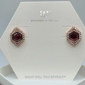 Bomb Party January Bday 2024 earrings DROPS OF SHIMMER RBP6812 Garnet&Diamond CZ
